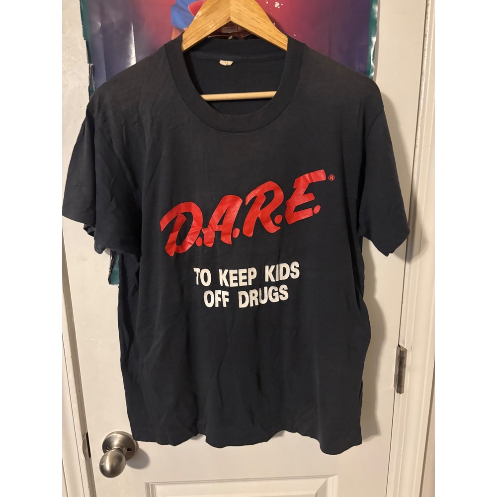 Vintage DARE To Keep Kids Off Drugs Graphic T-Shirt Black Large 90s Retro Tee